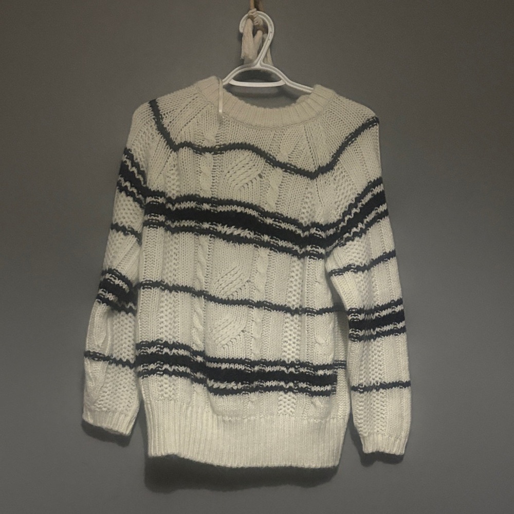 Striped Knit Sweater - Black and White